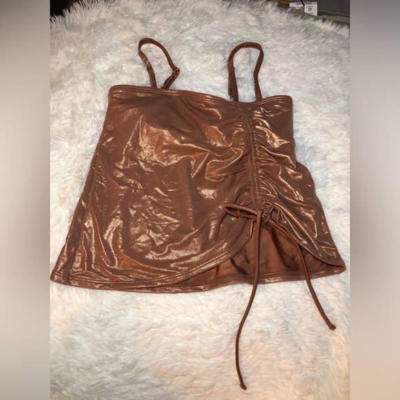 VENUS Shimmering Bronze Metallic Ruched Bikini Top size 6 - Picture 4 of 12
